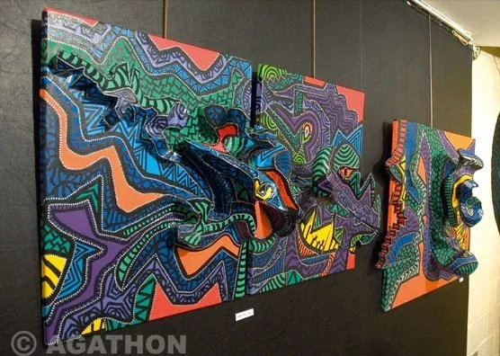 Diptyque fluo, peinture, 2004, Agathon
