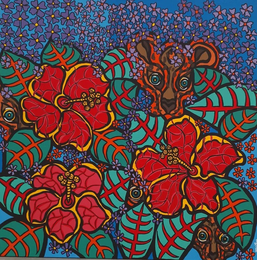 Et au milieu des fleurs, peinture, 2024, Agathon