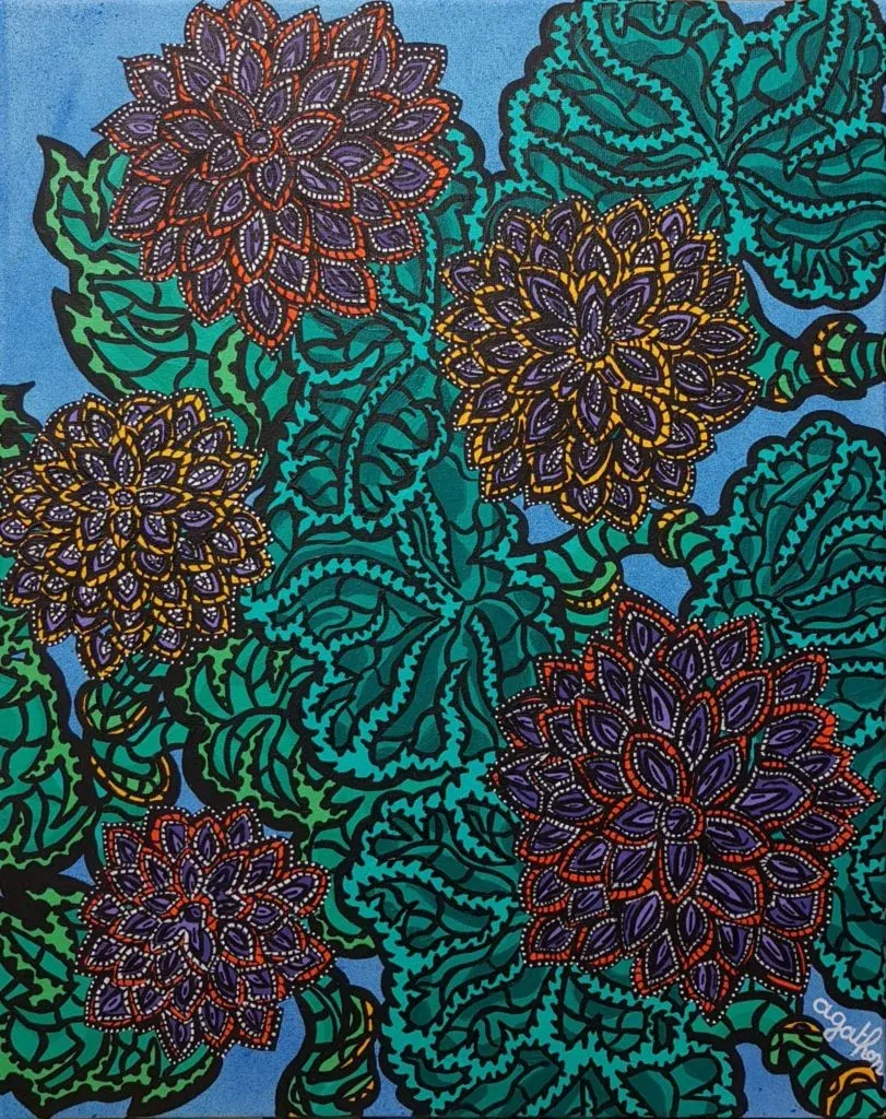 Fleurs d'eau, peinture, 2021, Agathon