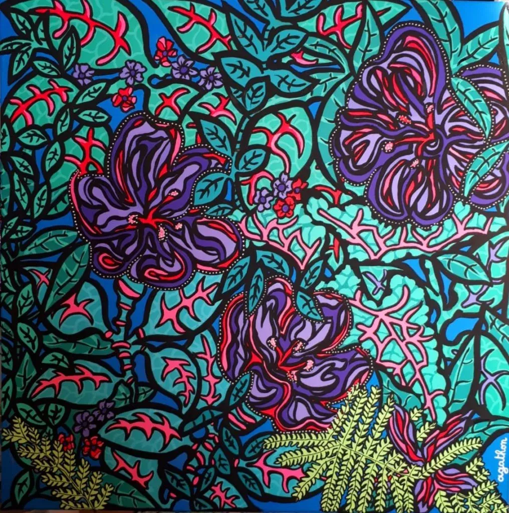 La tête en fleurs, peinture, 2020, Agathon