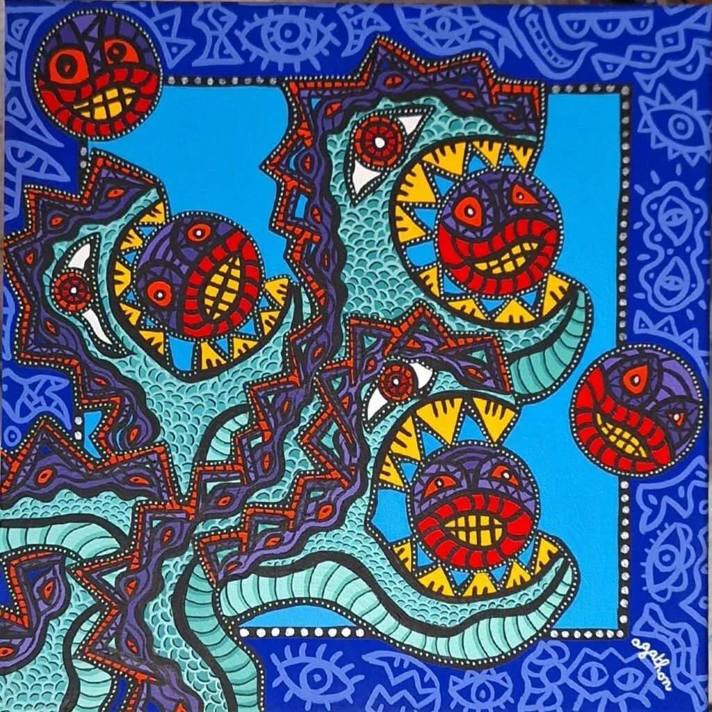 Manu à table, peinture, 2024, Agathon